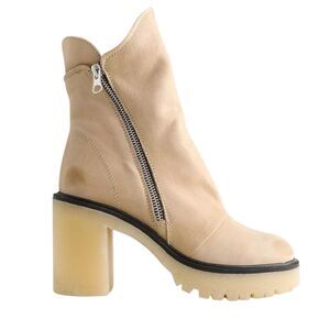 Free People Camel JACK Leather Slouch Gum Heel Boots Made In Spain Sz 40 / 9.5